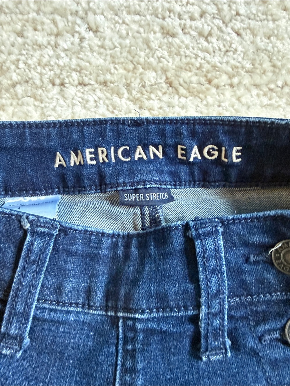 High-Rise Dark Blue Denim Button-Front Jean Shorts - Picture 4 of 4